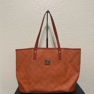 MCM Medium Cognac/Orange Logo Tote